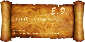 Eszlári Dominik névjegykártya